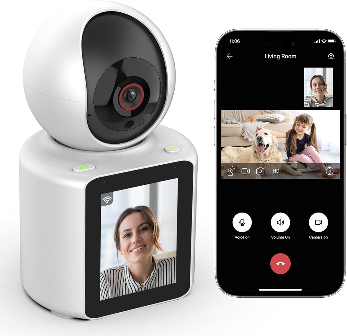 Beveiligingscamera - Thuiscamera Monitor - Toezicht Thuis - Draaibare Behuizing - 1080P HD - Wit