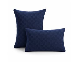Set van 2 Mini Kussens 28 x 18 cm - Traagschuim Reiskussen Verstelbaar - Compact Hoofdkussen voor Slapen en Vliegen - Klein Hondenkussen en Lendensteun voor Auto en Bureau - koningsblauw