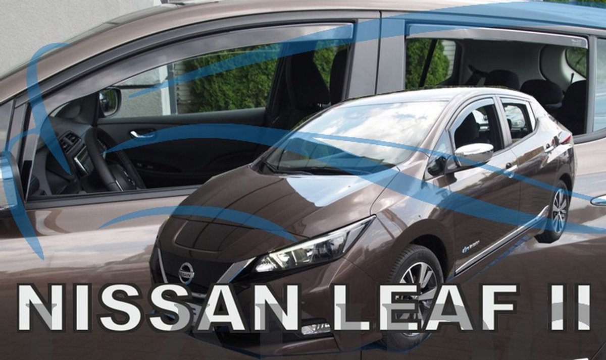 Nissan Leaf type 2 VANAF 2017 - zijwindschermen donker getint tbv 5 deurs model - set a 4 stuks tbv V+A ramen pasvorm Heko