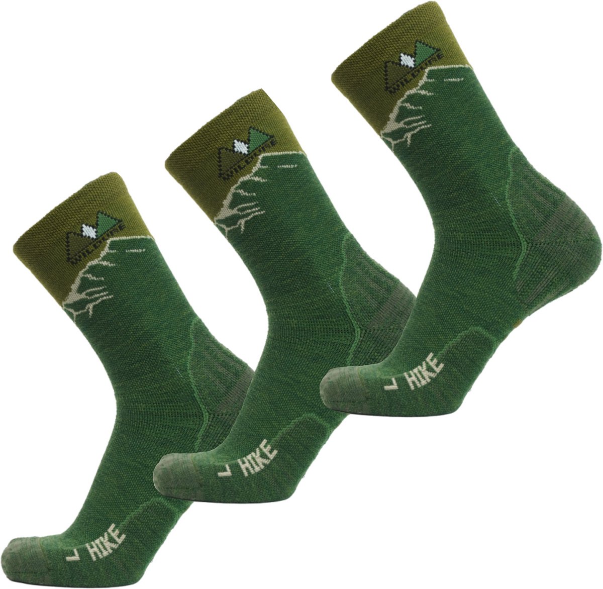 Wildure WOXS Wandelsokken 42-46 Merino wol – 3 paar Groen