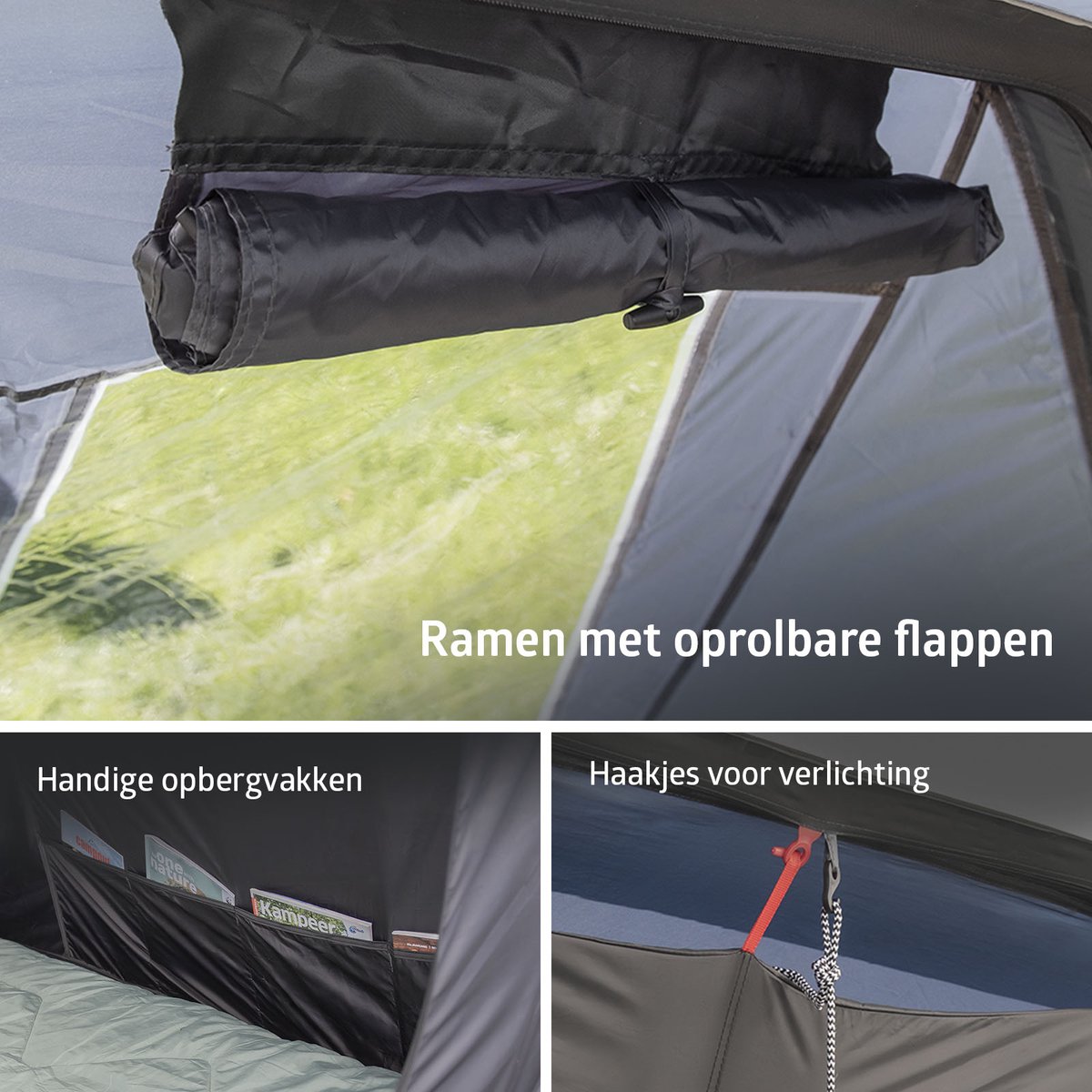 Campout 6-Persoons Familietent Opblaasbare Tunneltent – 5000 mm Waterdicht – 2 Slaapcabines – 19 m² – 15 min Opzettijd – Incl. Pomp & Luifel – foto 7