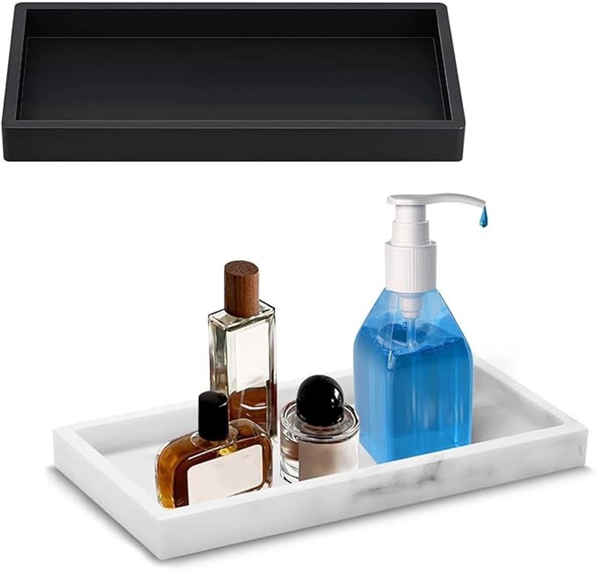 Set van 2 Marmeren Opbergtrays - Siliconen Organizer voor Badkamer en Keuken
