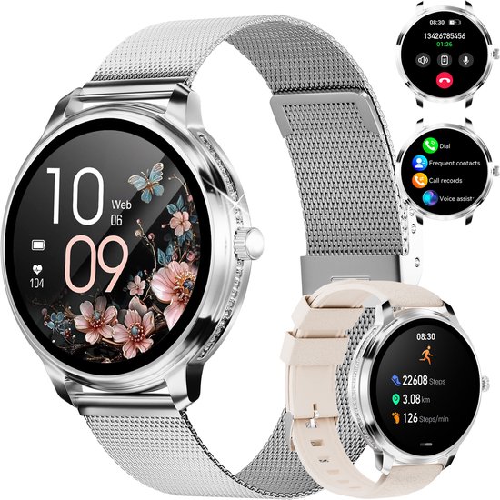 RAYOFI - Smartwatch voor dames - 1,19-inch sporthorloge - Ondersteunt bellen via Bluetooth, IP68 waterbestendigheid, hartslagmeting - Compatibel met meer dan 120 sportmodi - Beschikbaar voor Android en iOS - Verkrijgbaar in meerdere kleuren