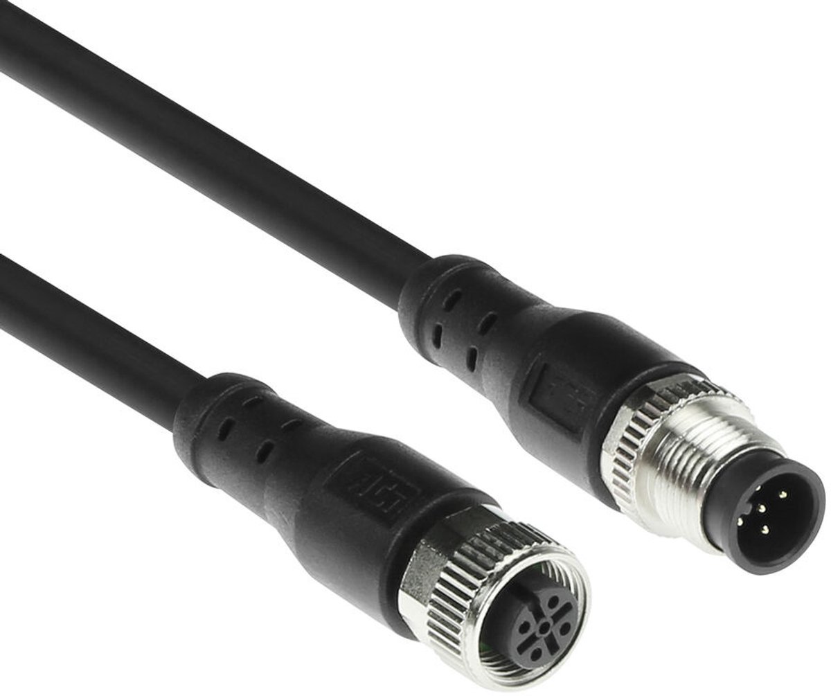 ACT SC3503 Industriële Sensorkabel | M12A 5-Polig Male naar M12A 5-Polig Female | Superflex Xtreme TPE kabel | Afgeschermd | IP67 | Zwart | 5 meter