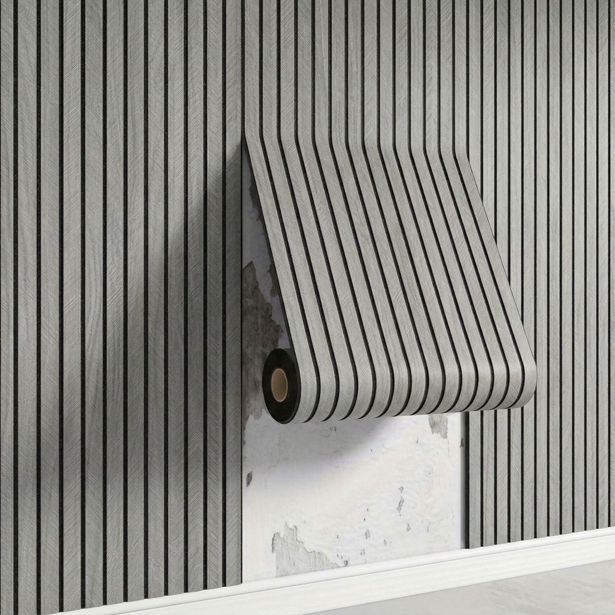 3D Behang PVC Zelfklevend - Afscheurbare Houtnerf Wandpanelen - Groefdesign, Slijtvast & Makkelijk Schoon - 40x300 cm - Woondecoratie