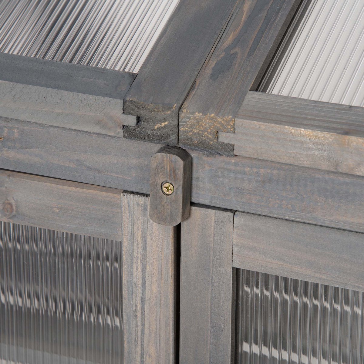 Minikas plantenkweekbak houten cold frame 70x50x120cm grijs met 3 lagen planken en deksel dubbeldeurs ontwerp halfdoorzichtige vorstbeschermde kweekbak stevig duurzaam houten frame geschikt voor tuin balkon plant en groenteteelt – foto 2