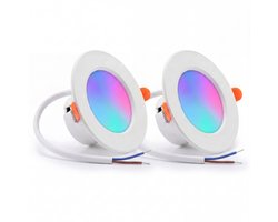 OneProduct Slimme Inbouwspots 2 Stuks - RGB LED Verlichting - Wifi & Bluetooth - Dimbaar - 10W