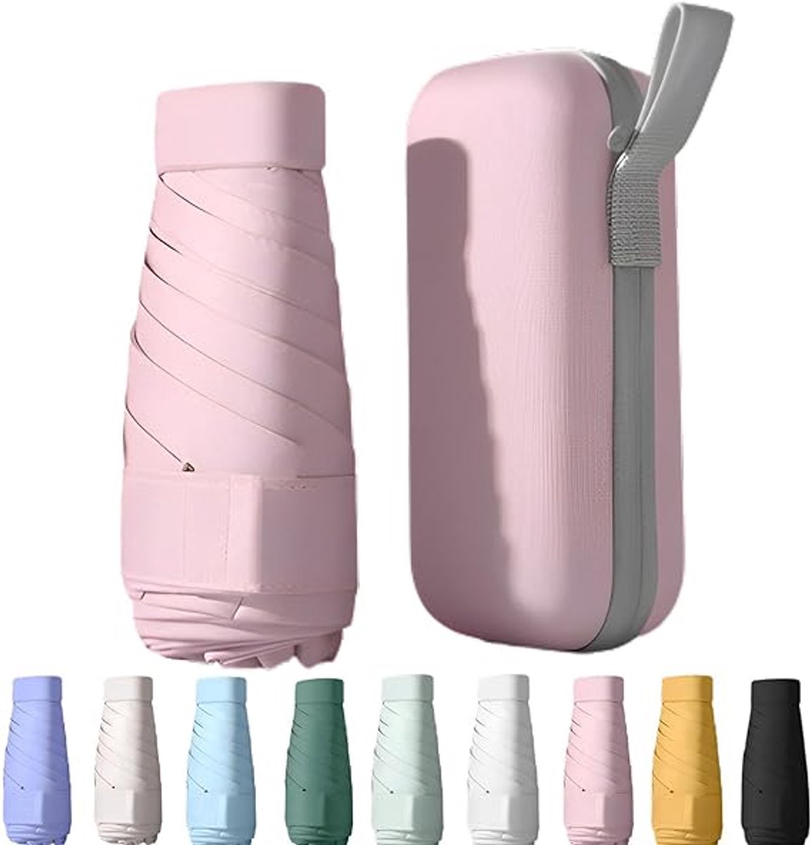 COOAU - UPF50+ mini reis parasol met beschermhoes, kleine compacte UV-blokkerende paraplu tegen de zon, lichtgewicht draagbare zonnescherm windbestendig