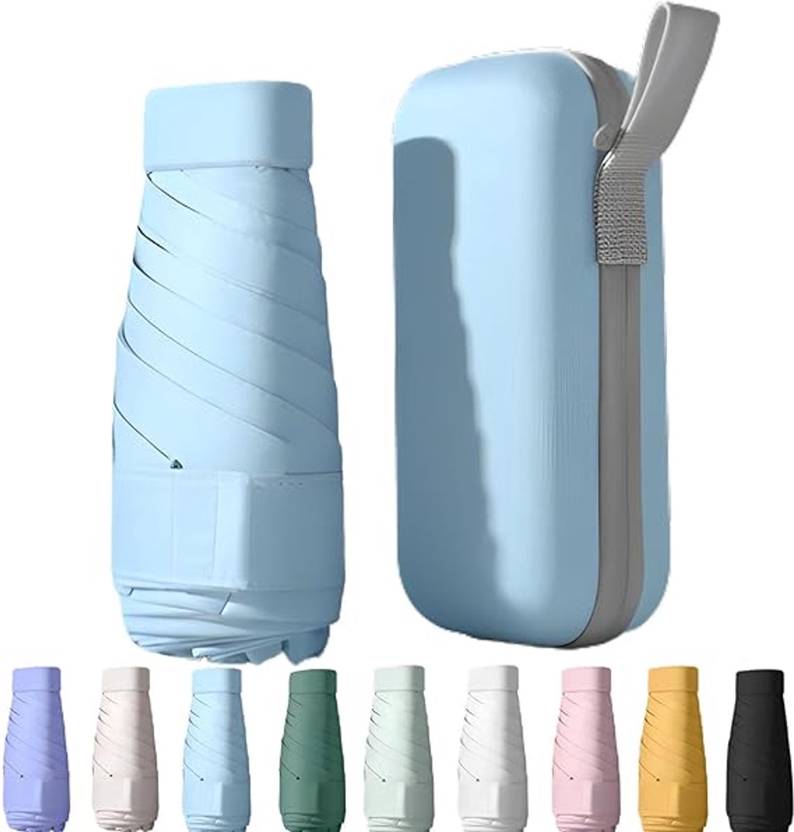 COOAU - UPF50+ mini reis parasol met beschermhoes, kleine compacte UV-blokkerende paraplu tegen de zon, lichtgewicht draagbare zonnescherm windbestendig