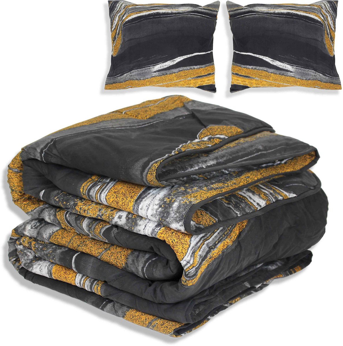 Dekbed zonder overtrek - All year 200x220cm - Marmer Zwart Goud - Wasbaar Dekbed Zonder Overtrek – Hypoallergeen & Antibacterieel – 30 dagen proefslapen - Wasbaar hoesloos dekbed - Bedrukt dekbed - zomerdekbed & winterdekbed