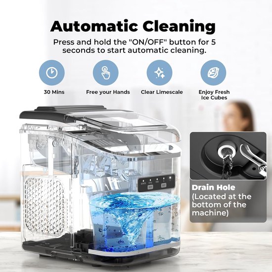 IJsmachine - IJsblokjesmaker - Dranken Koelen - Automatische Reiniging - 12kg Per Dag - Zilver — afbeelding 5