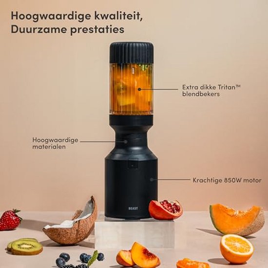 Krachtige Blender - Smoothie Maker - Gezonde Drankjes Maken - Eenvoudige One-Button Bediening - 640 ml - Zwart — afbeelding 4