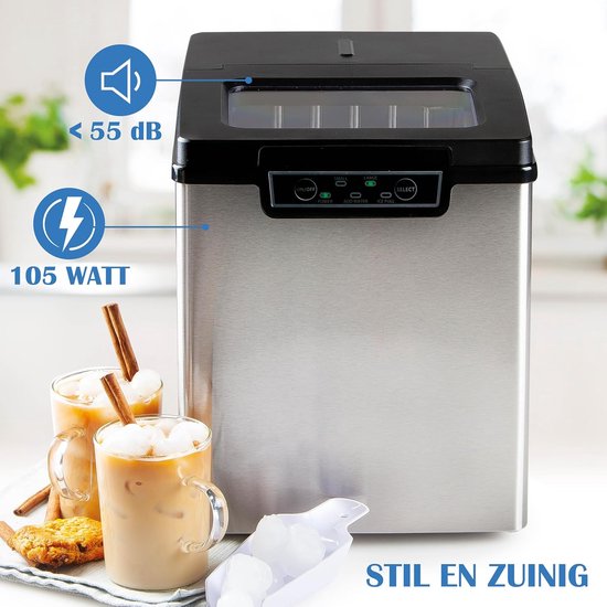 IJsblokjesmaker - IJsmachine - Dranken Koelen - Snelle Productie - 18L Tank - Zilverkleurig — afbeelding 3