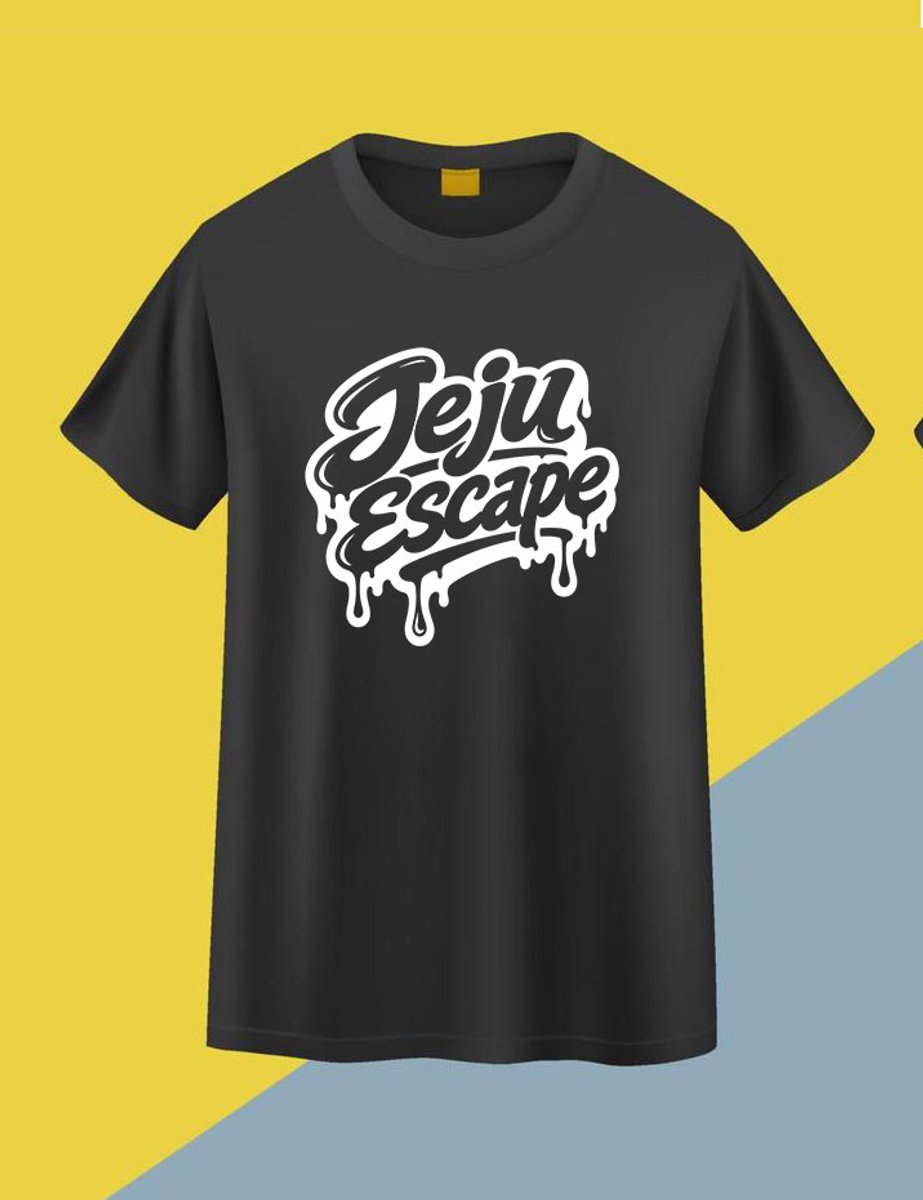 Jeju Escape T-Shirt Unisex Zwart | Korea Streetwear Shirt | Jeju Island & K-Culture Inspired | Maat M - Akina Wear