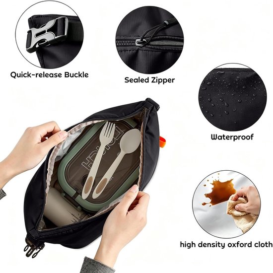 Lunchtas - 25 x 16 x 22 cm - Stijlvolle unisex lunchtas - Herbruikbaar, geïsoleerd en lekvrij - Minimalistische thermische lunchtas - Draagbare koeltas - Geschikt voor werk, school, picknicks of reizen — afbeelding 3