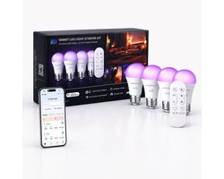 Smart led lamp Starter Kit – 4x Led lampen E27 + Smart Remote – Sfeerverlichting & Slimme…