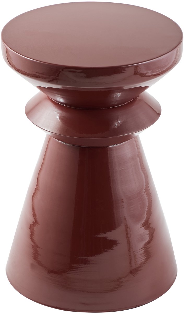 Woonexpress Blitz Bijzettafel Rond Glanzend Metaal – Trendy Design Bruin/Rood/Bordeaux