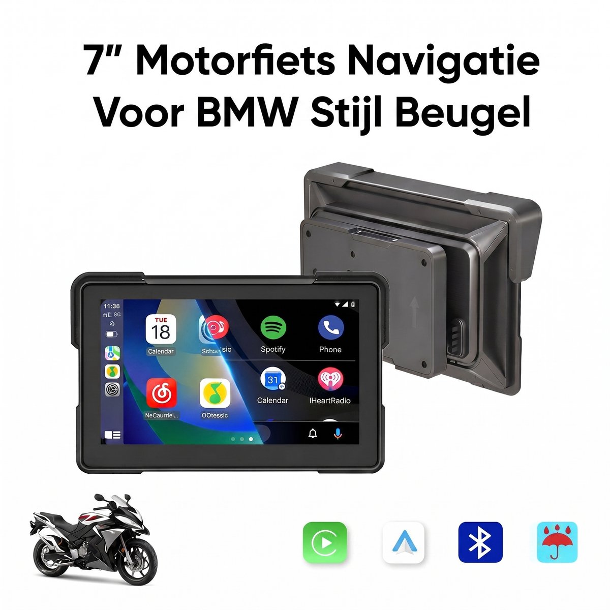 NordHaus Motorfietsnavigatie 7 Inch - Apple CarPlay & Android Auto - BMW Motorhouder - Geschikt voor R1200GS, R1250GS, R1300GS en S1000XR