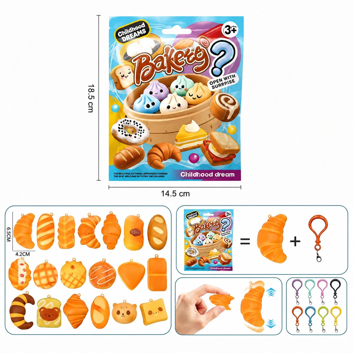 Bakery Surprise Squishy Sleutelhanger – Blind Bag Verrassing – Slow Rising Squishy – Fidget Toy – Knijp Speelgoed voor Kinderen en Volwassenen – 4-7 cm