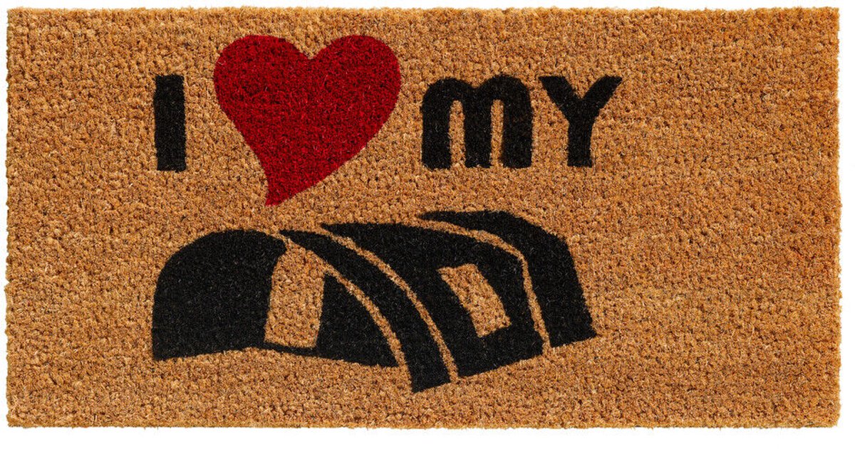 Hamat kokosmat i love my vouwwagen 003 Naturel / Rood / Zwart