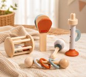5-delige Houten Muziekinstrumenten Set voor Kinderen – Speelgoedinstrumenten - CE-Gecertificeerd Educatief Speelgoed – Montessori Muziekspeelgoed met Fluit, Maraca & Rammelaars