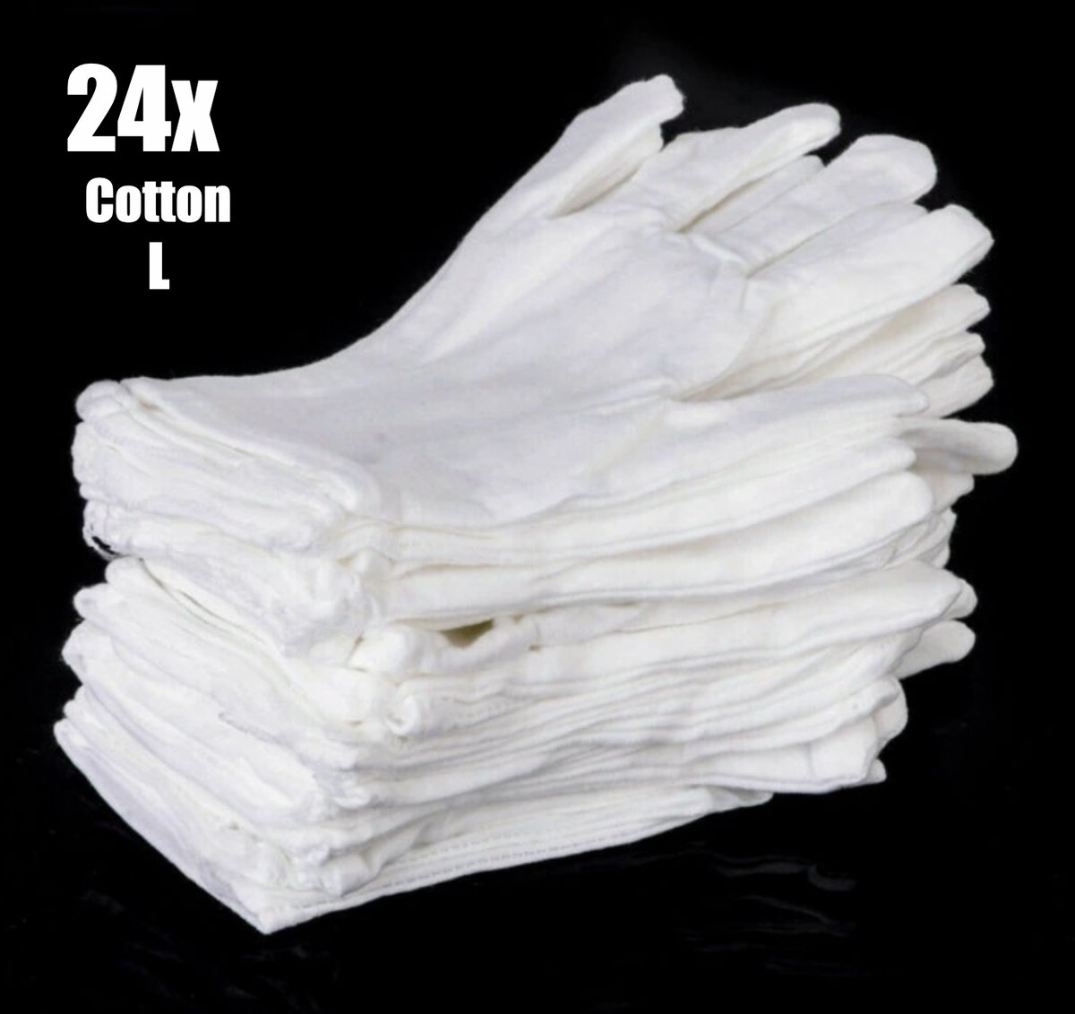 Witte Katoenen Handschoen Wit L - Handschoen L Wit – Munt Handschoen - Gezondheidszorg - Ziekenhuis - Beauty Center – Kapper - Jewelry - eczeem - allergie - juweliers – Handschoenen 100% Katoen maat L - 24 Stuks/12 Paar