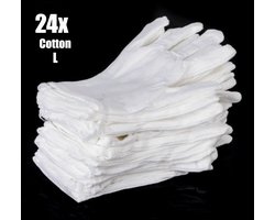 Witte Katoenen Handschoen Wit L - Handschoen L Wit – Munt Handschoen - Gezondheidszorg - Ziekenhuis - Beauty Center – Kapper - Jewelry - eczeem - allergie - juweliers – Handschoenen 100% Katoen maat L - 24 Stuks/12 Paar