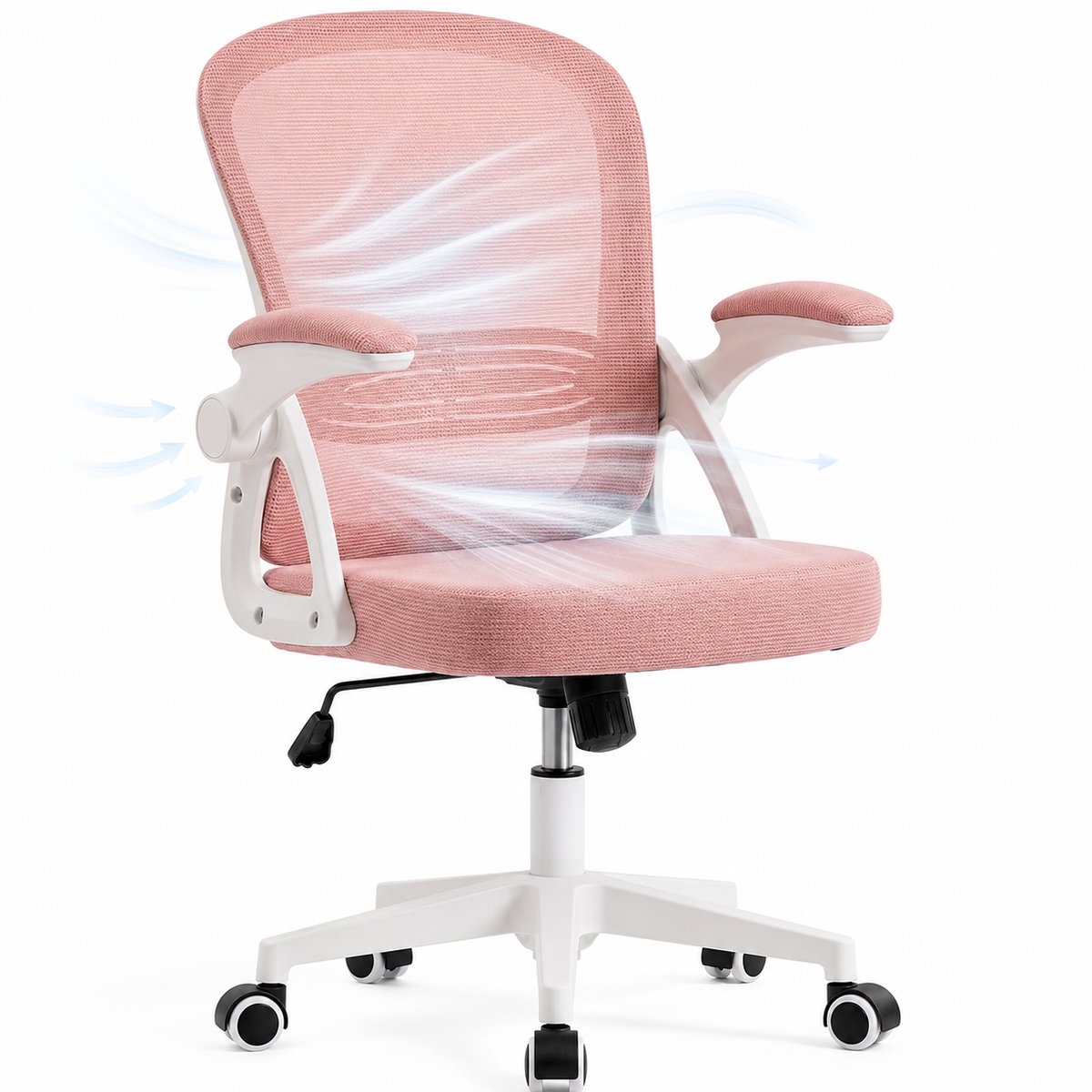 Ergoreal Ergonomische Stoel Rose – Opklapbare Armleuningen – In Hoogte Verstelbaar – Voor Thuiswerken / Student