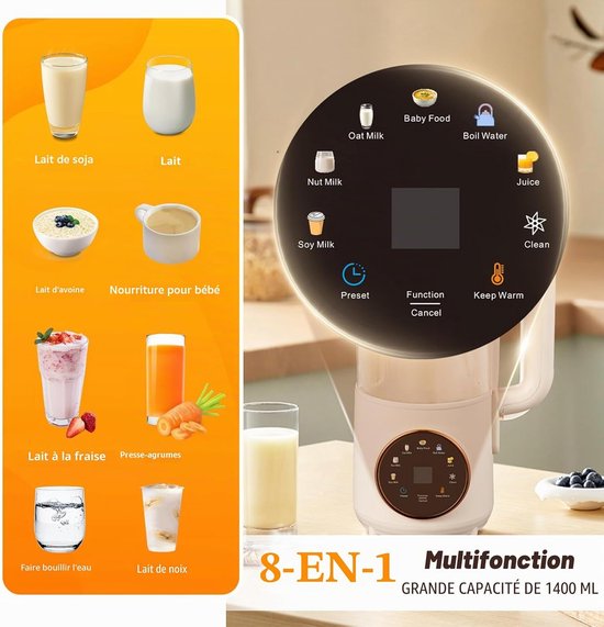8-in-1 automatische plantaardige melkmaker 1400 ml sapcentrifuge met 16 messen en uitgestelde start — afbeelding 5
