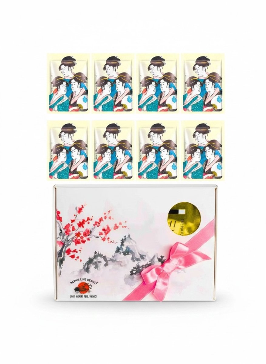 Mitomo Gold & Cherry Blossoms Gezichtsmasker - Giftset Vrouw - 8 x 25g - Verjaardag Cadeau Vrouw - Geschenkset Vrouwen