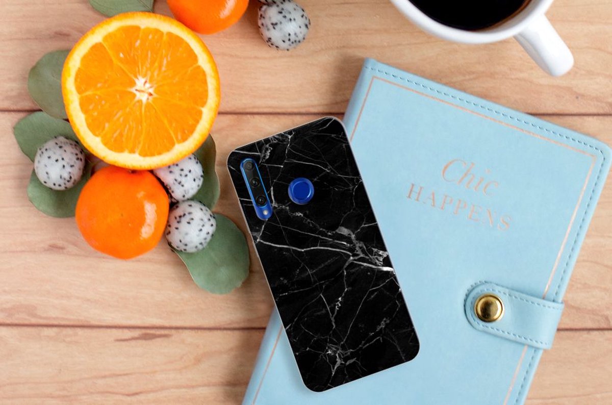 Honor 20 Lite TPU Siliconen Hoesje Marmer Zwart - Origineel Cadeau Vader