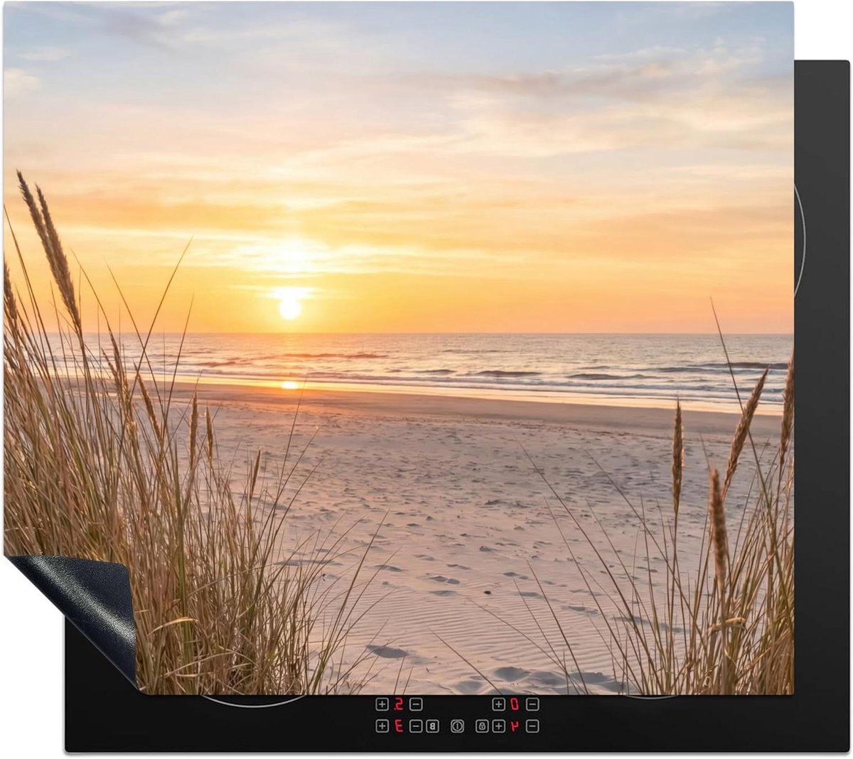 Inductie Beschermer - Kookplaat Deksel - Extra Werkruimte - Unieke Foto Print - 60x52 cm - Zonsondergang Duinen