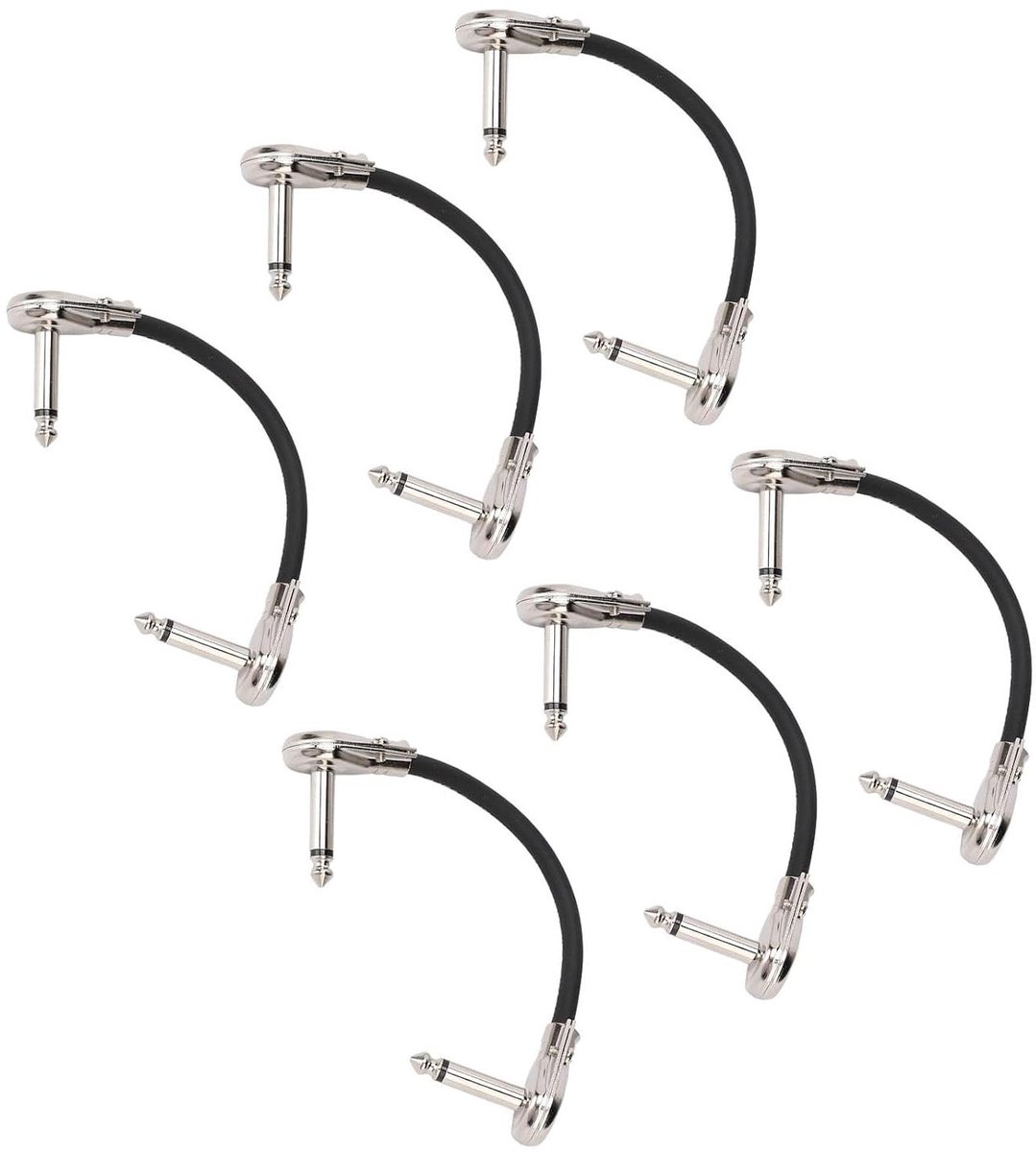 Gitaar Patchkabel - Effectpedaal Kabel - Muziek Maken - Haakse Connectoren - 15 cm - Zilver