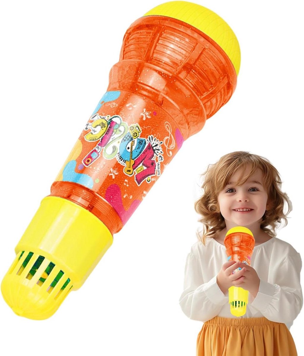 Kindermicrofoon - Spraakversterker - Zingen en optreden - Grappige echo functie - 24 cm lengte - Oranje