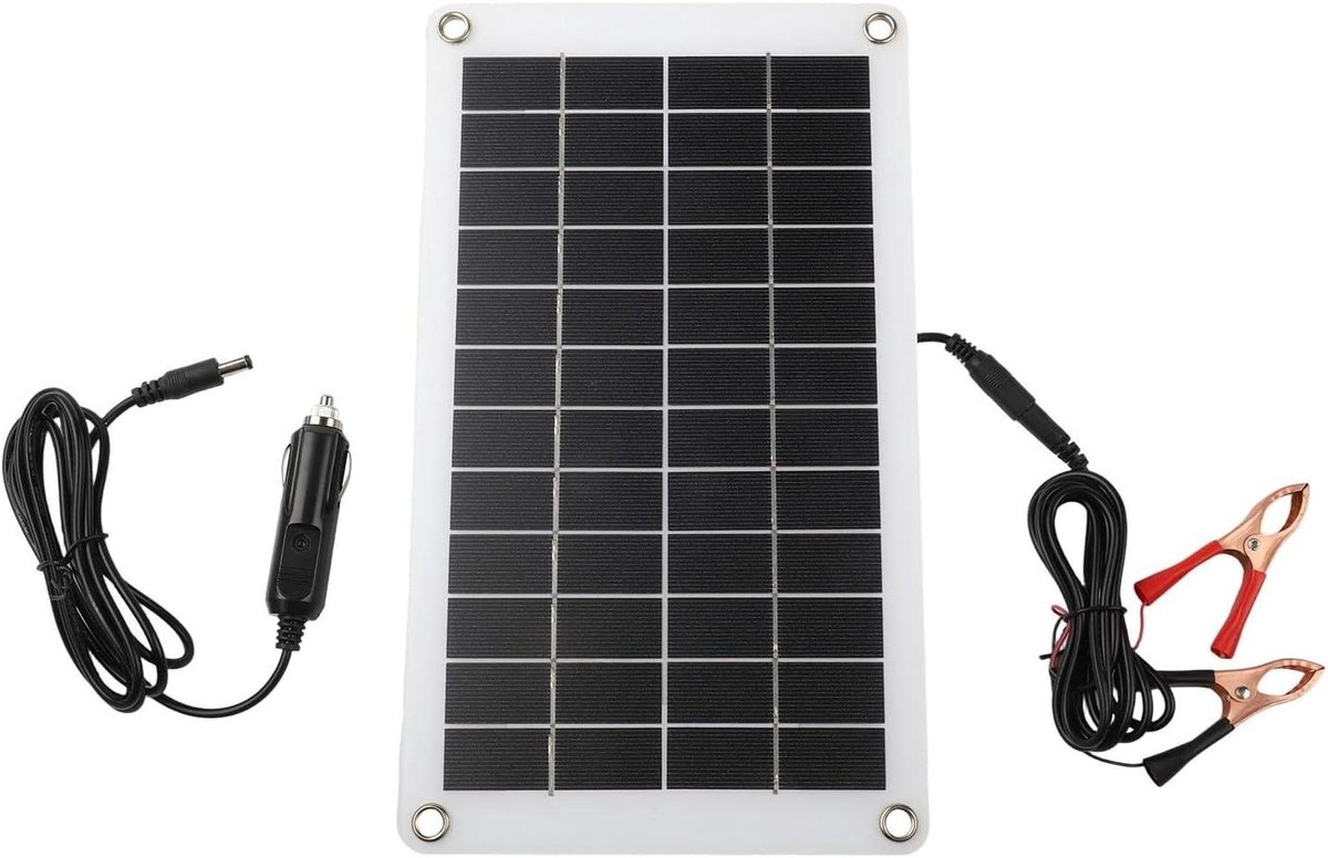 Zonnepaneel Druppellader - 12V Batterijlader - Accu Onderhoud - Waterdicht Ontwerp - 30W Vermogen - Zwart
