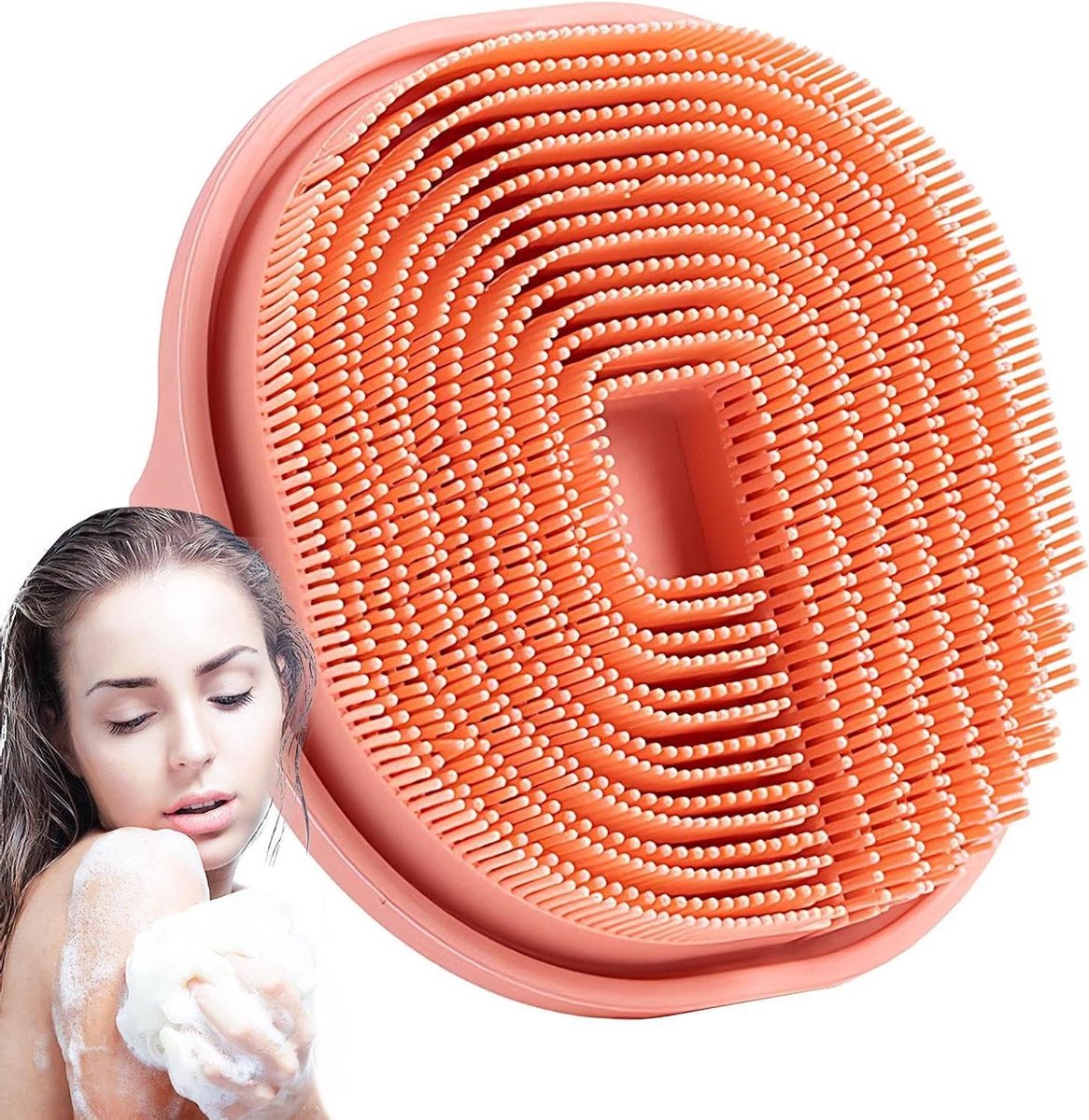 Siliconen Badschrobber - Doucheborstel Ergonomisch - Hygiënische Reiniging - Diepe Poriën Reiniging - 10.5 x 3.6 cm - Rood