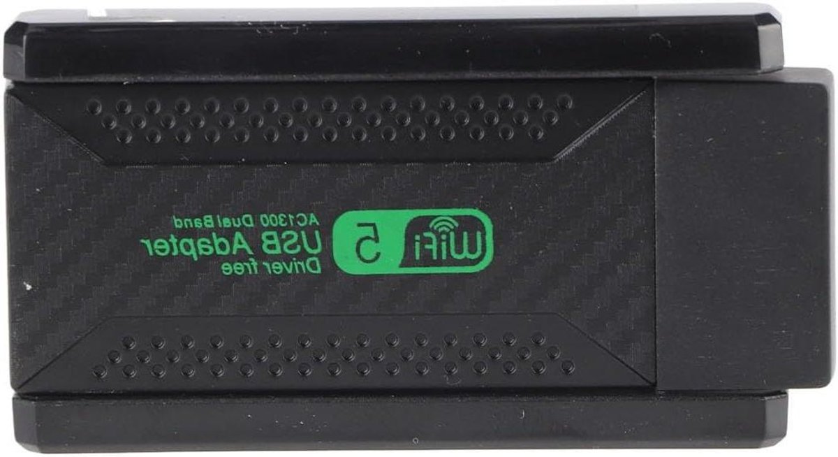 Netwerkadapter WiFi Dongle - Draadloze Adapter - Snelle Internetverbinding - Dubbele Antenne Technologie - 1300 Mbps - Zwart