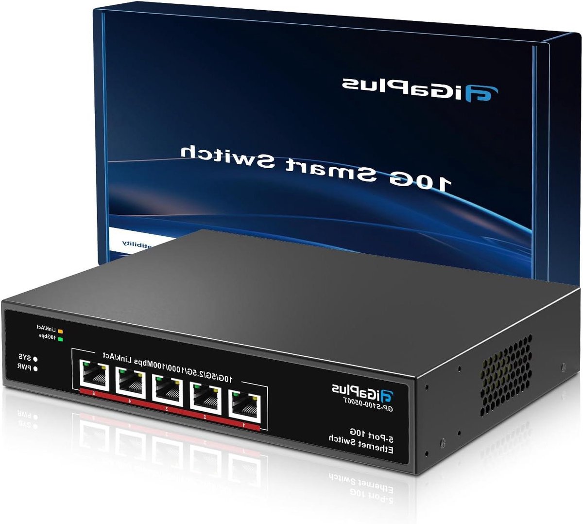 Ethernet Switch - Netwerk Hub - Snelle Dataoverdracht - Vijf 10Gb Poorten - 100Gbps Capaciteit - Metaal