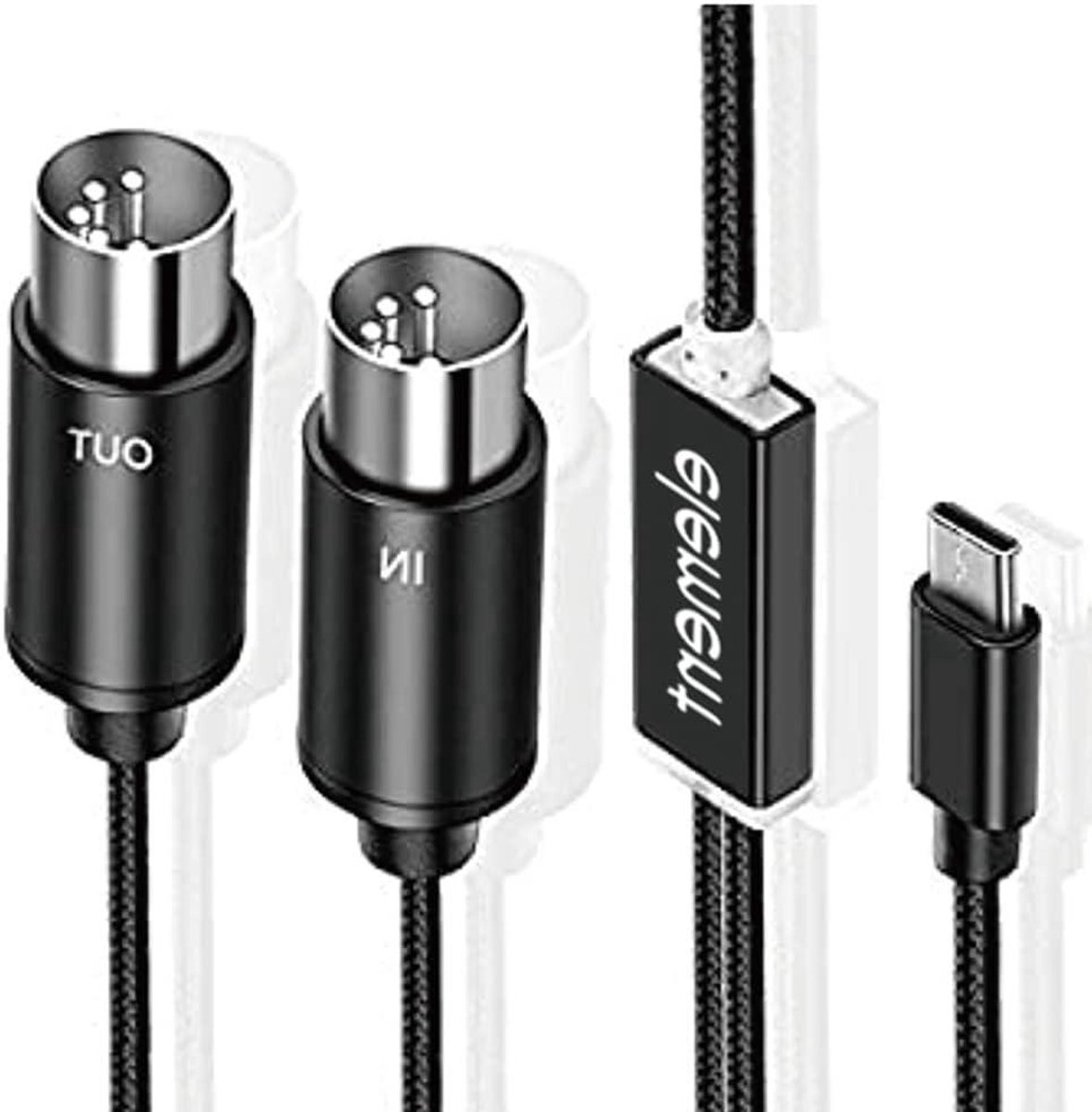 MIDI naar USB C - Muziek Kabel - Muziek Opnemen - Met Indicatorlicht - 16 x 6 x 3 cm