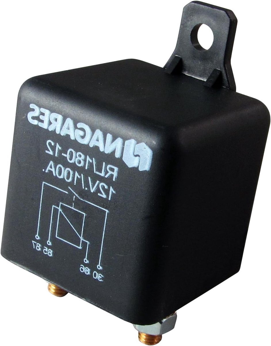 Relais - Werkstroom relais - Elektrische Schakeling - 100/180 Ampère - 12 Volt - Zwart
