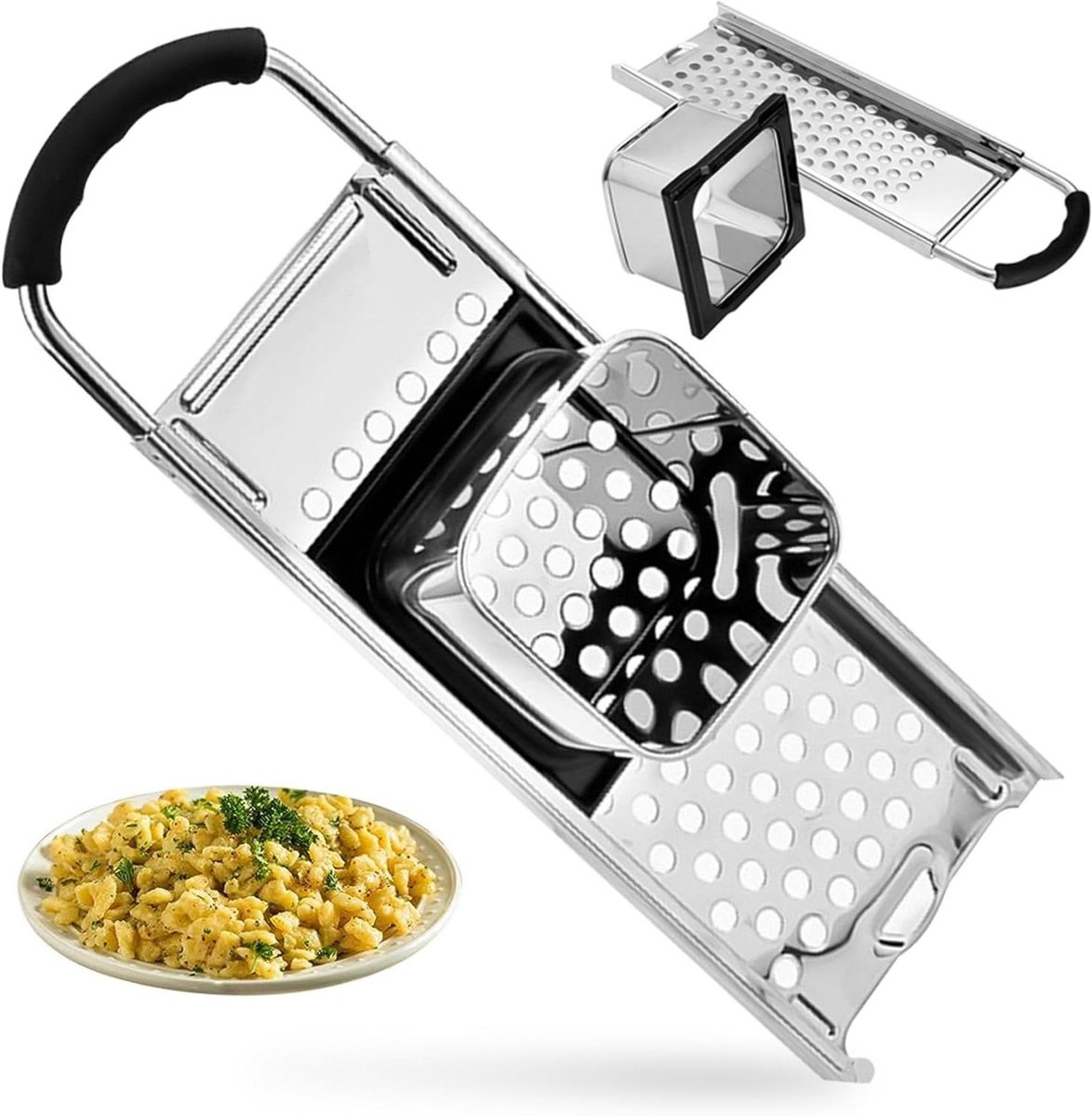 Pastamaker Spaetzle - Duitse Noodle - Verse Pasta Maken - Roestvrij Staal - 32.5 cm - Zilver