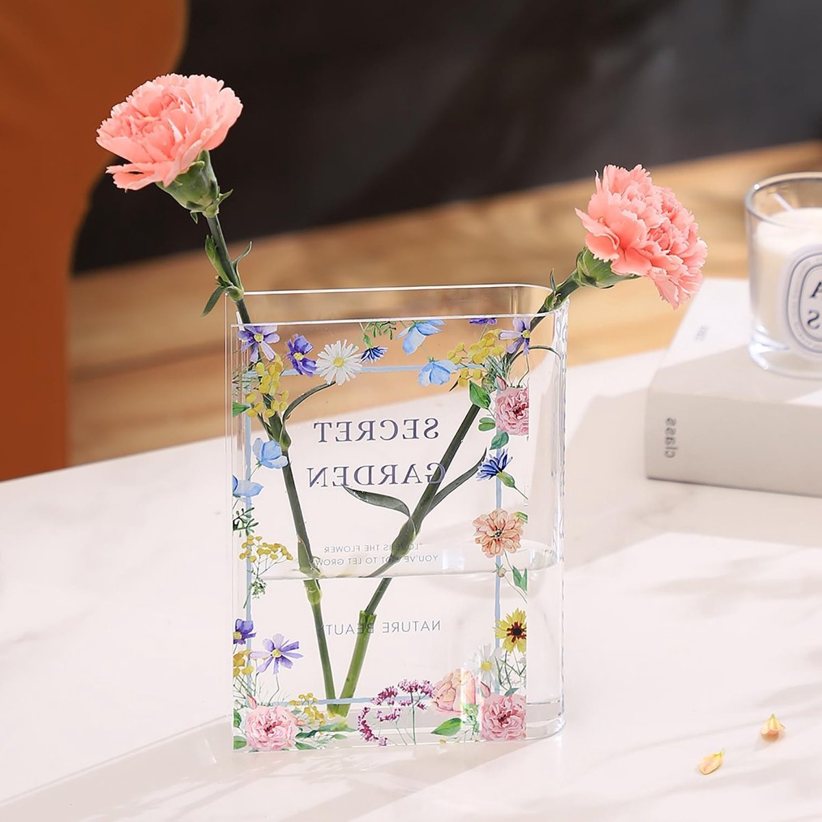 Unieke Boekvormige Vaas van Acryl voor Bloemen, Perfect voor Tulpen en Thuisdecoratie, Modern Cadeau voor Boekliefhebbers in Woonkamer, Kantoor en Slaapkamer