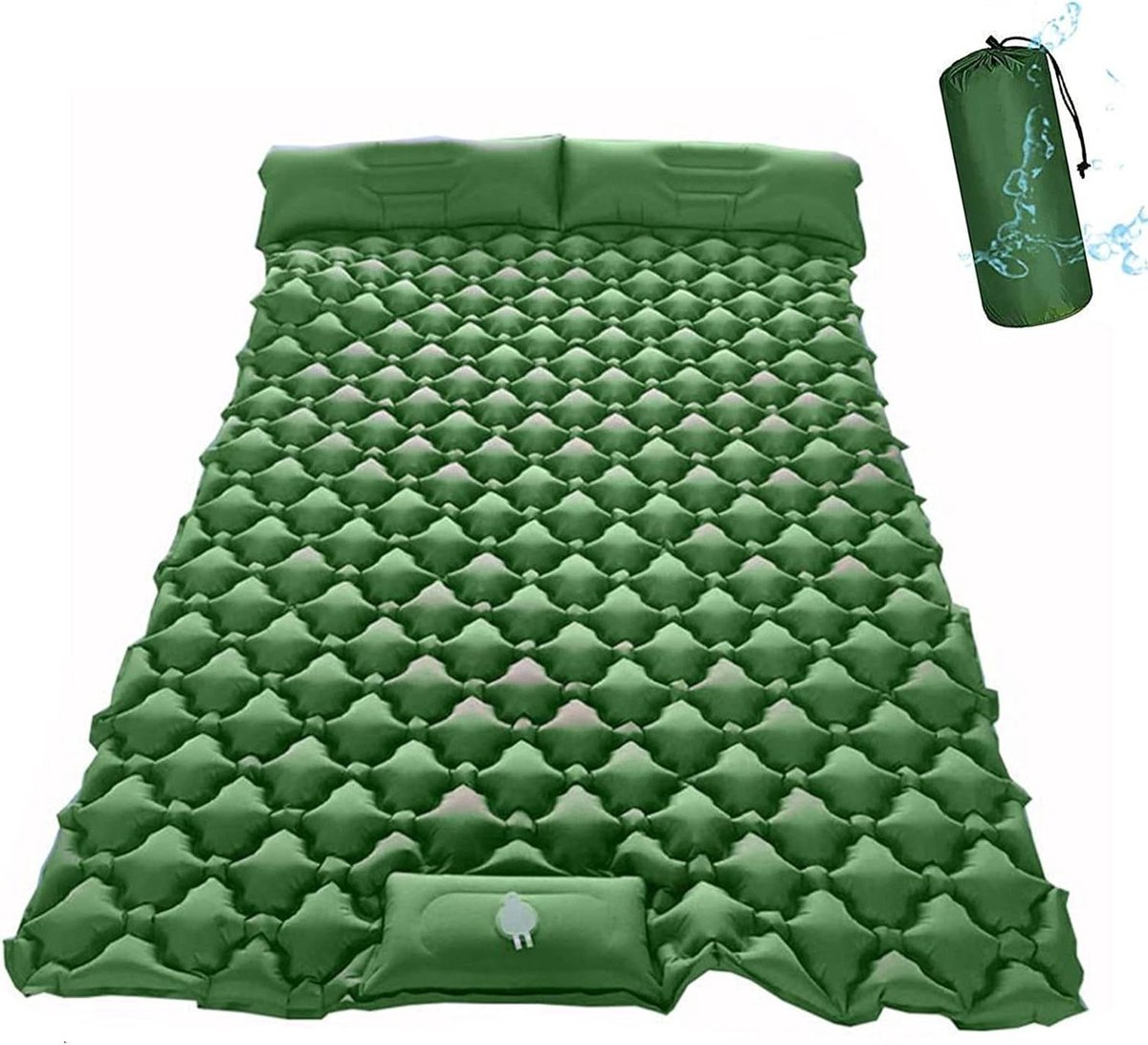 Opblaasbaar Slaapmatras - Dubbele Campingmat - Kamperen en Outdoor - Ingebouwde Voetpomp - 206x120x6 cm - Blauw