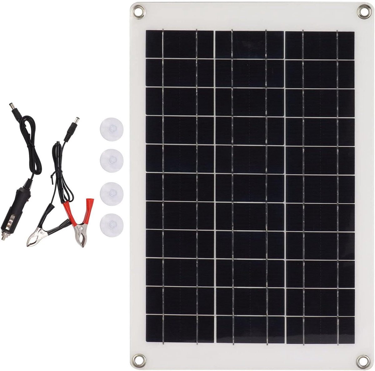 Zonnepaneel Kit - Fotovoltaïsch Laadpaneel - Buiten Opladen - Dubbele USB - 20 Watt - Zwart