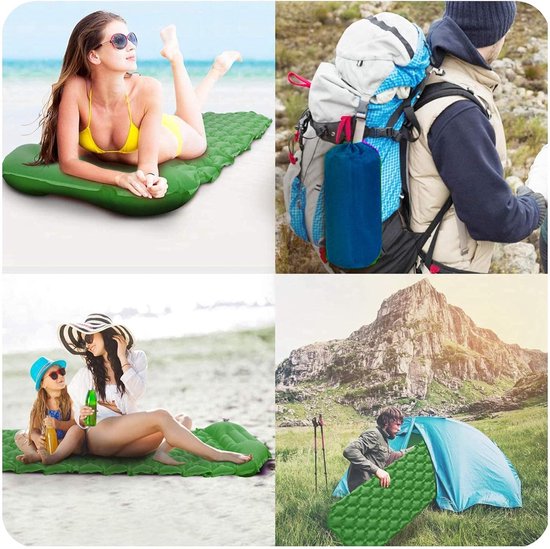 Opblaasbare Slaapmat - Kampeer Mat - Comfortabel Slapen - Ingebouwde Voetpomp - 198 cm Lang - Marineblauw — afbeelding 4