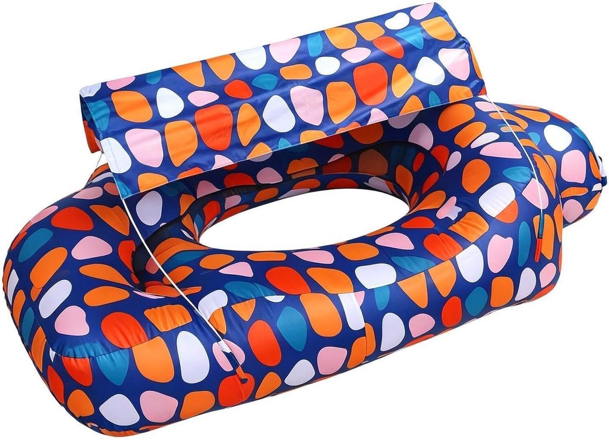 Opblaasbare Lounger - Luchtbank Zonnescherm - Buiten Ontspannen - Ingebouwde Zonwering - 190x75cm - Multicolor