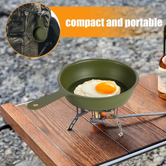 Mini Eierpan - Compacte Kookpot - Kamperen en Reizen - Flexibel Schaaldesign - 13 x 13 x 3 cm - Legergroen — afbeelding 4
