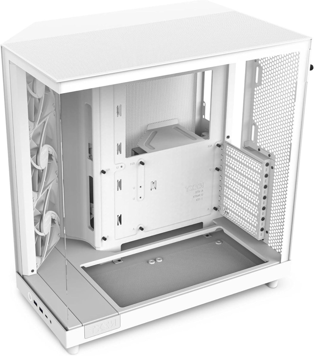 Mid-Tower Kast - Computer Behuizing - PC Bouwen - Panoramisch Glas - Compact Ontwerp - Wit
