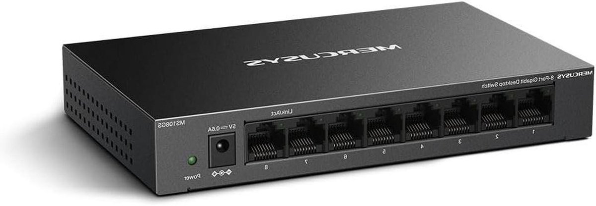 Gigabit Ethernet Switch - Netwerk Hub - Netwerk Uitbreiden - 8 Poorten - 1000 Mbps - Zwart