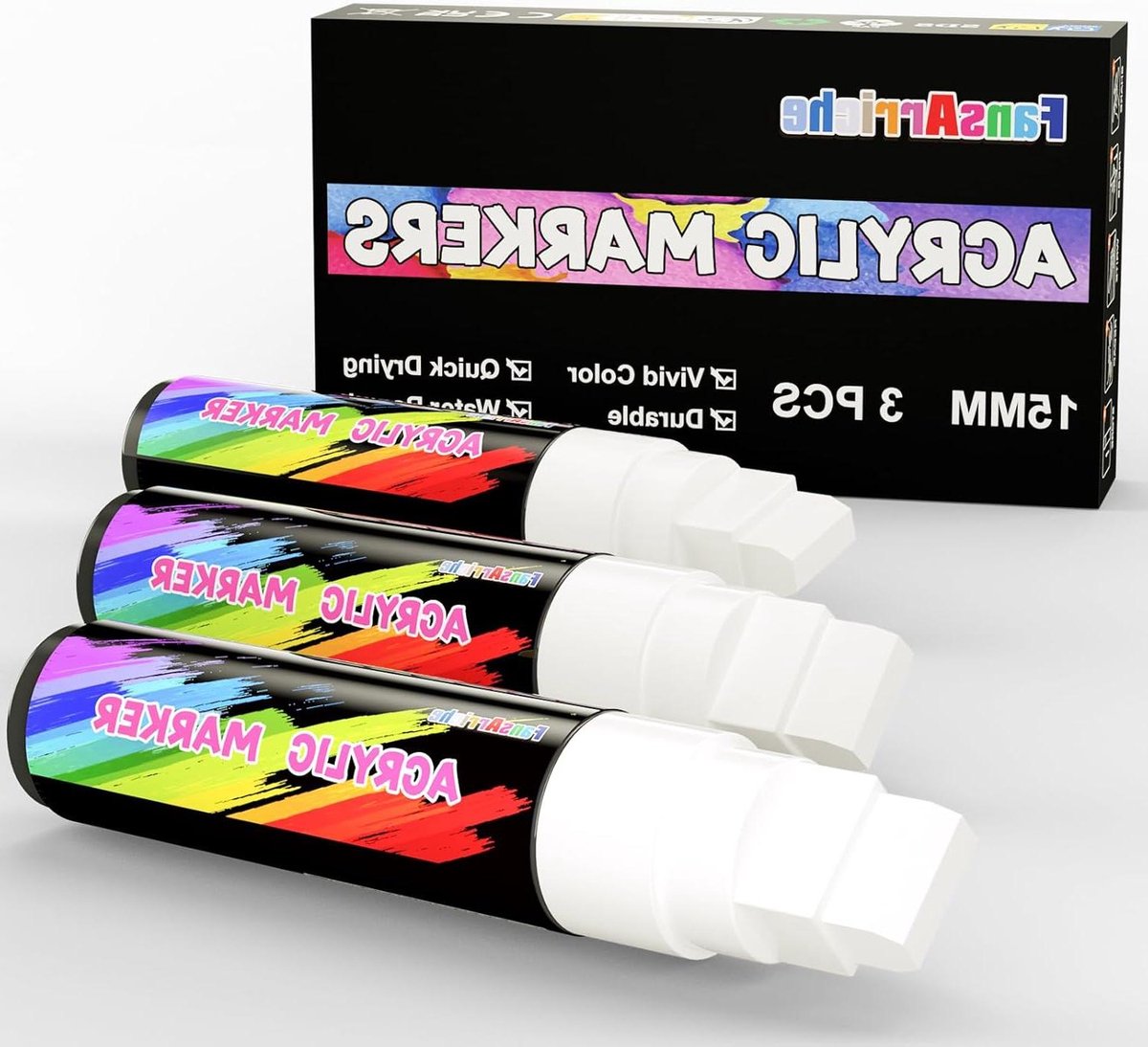 Acryl stiften - Verfstiften - Kunst en decoratie - Waterproof en fade resistant - 15 mm punt - Wit